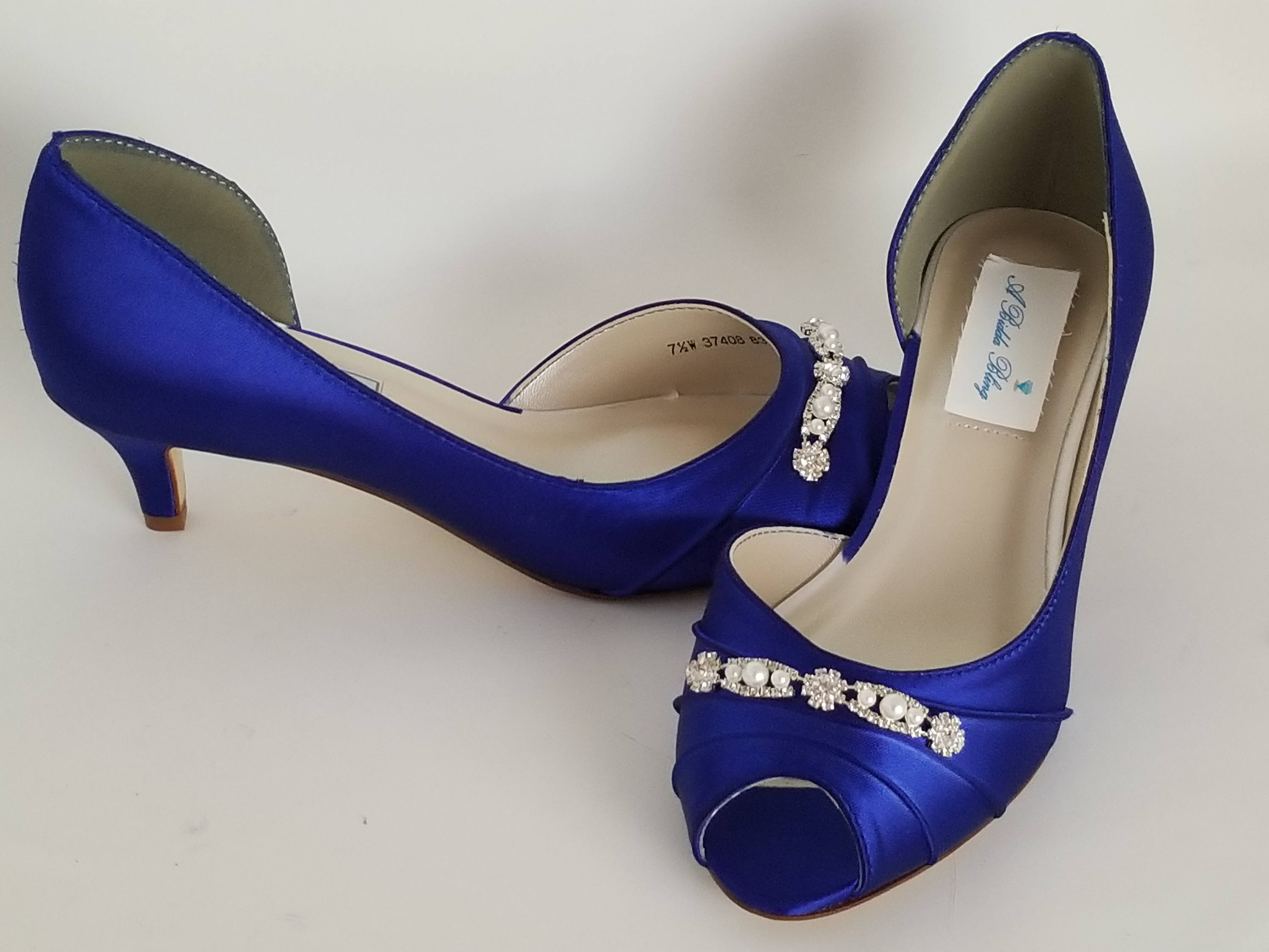 Blue Wedding Shoes with a Pearl and 