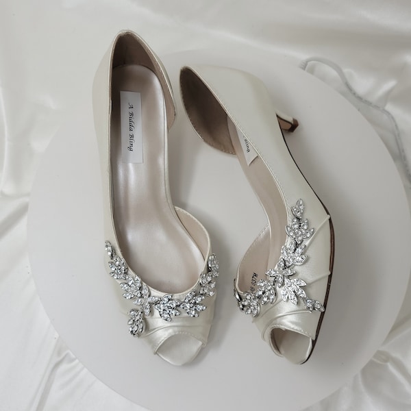 low heel bridal shoes ivory