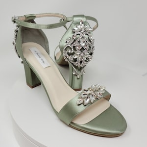 Sage Green Bridal Shoes Chunky Heels Sage Green Wedding Shoes - Etsy
