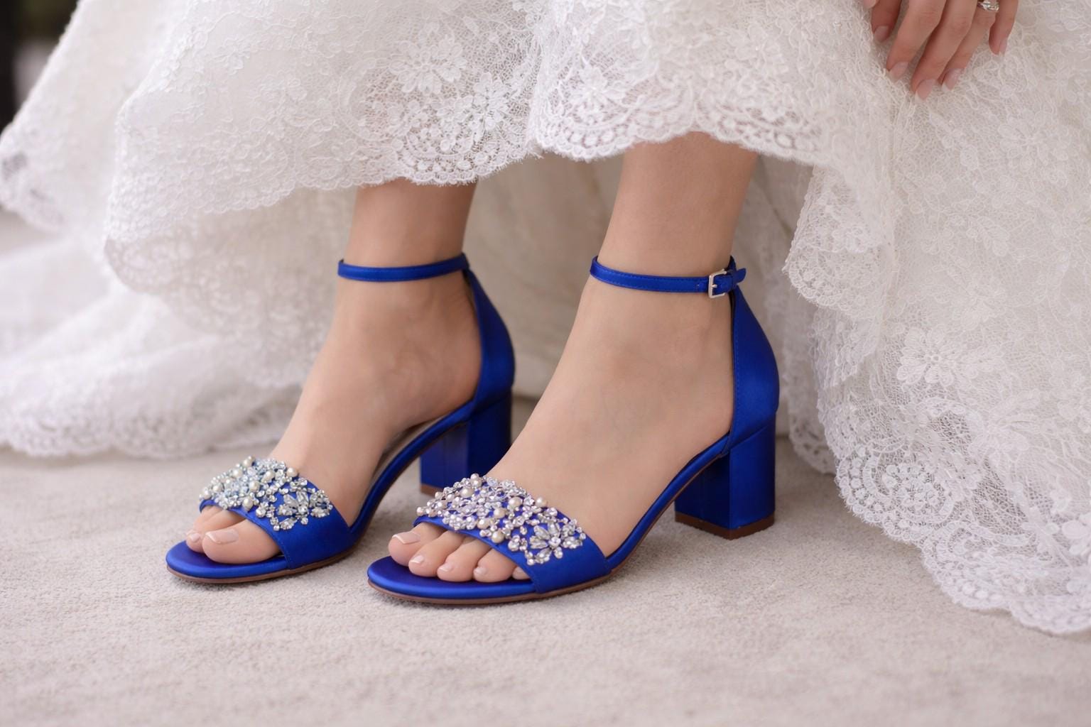 Royal Blue Chunky Heels - Etsy