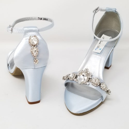 light blue chunky heels