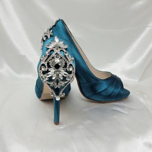 Teal Wedding Shoes Crystal Back Design Teal Bridal Shoes 100 Color Choices Blue Wedding Shoes Green Wedding Shoes Blue Bridal Shoes