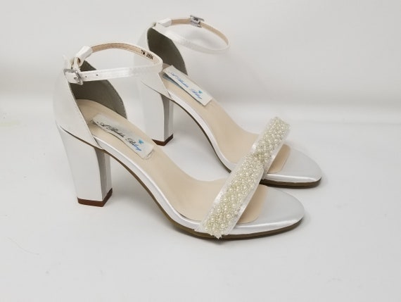 Ivory Block heel wedding shoes Pearl 