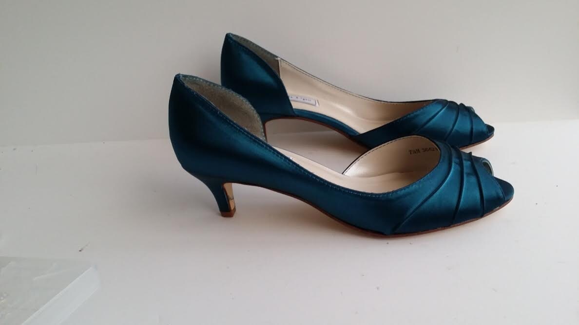 Pumps on a low heel mint P-6377 Green blue - KeeShoes