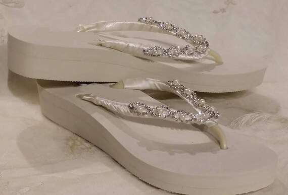 bridal flip flops ivory