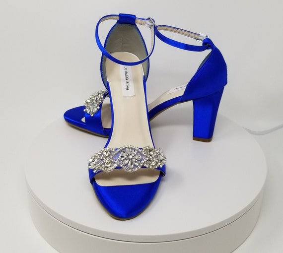Blue Block Heels Blue Wedding Shoes Blue Chunky Heels Blue - Etsy