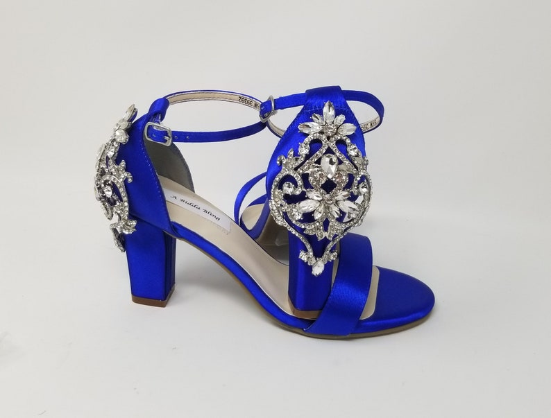 Blue Block Heels Blue Bridal Shoes Blue Chunky Heels Blue | Etsy
