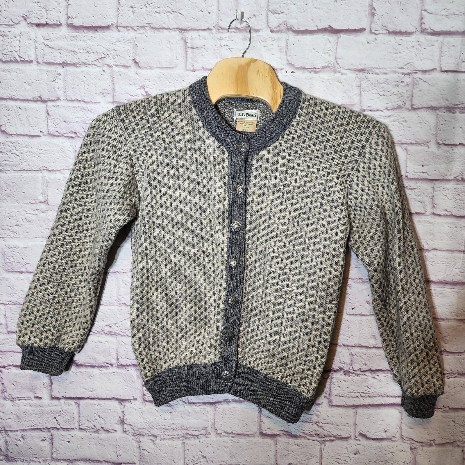LL Bean Vintage 70s 80s Birdseye Cardigan Buttons Women