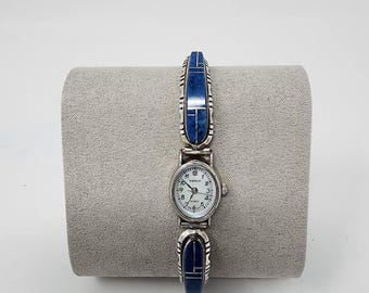 Nadia Lapis Navajo Quartz Watch Vintage Nadia Quartz Watch With Native American Sterling  main image 3