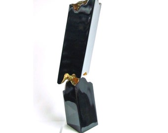 J G Column limited edition sculpture, steel (painted black) & copper (polished)