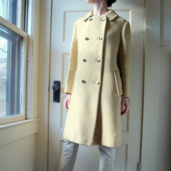 1960s Yellow Wool Coat Sz M - FREE SHIPPING U.S.