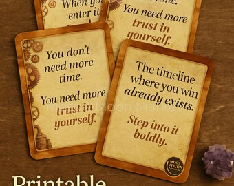 Affirmationskarten zum Ausdrucken – Steampunk-inspiriert | 10 hochauflösende 5x7 ”Drucke | Moos & Mondmarkt