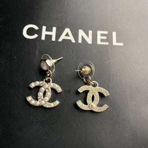 Chanel Gold CC Charming Dangle Drop Earrings