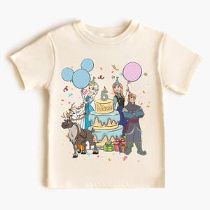 Camiseta de cumpleaños personalizada de Disney, camiseta de cumpleaños de Frozen de Disney, camiseta infantil de Disney, camiseta familiar a juego de Disney, camiseta de Elsa, Anna y Olaf de Disney. imagen 2