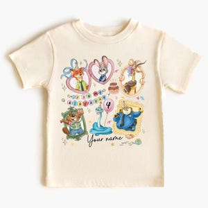Personalized Name Age Zootopia 2 Birthday Shirt, Disney Judy Hopps Nick Wilde Gary De'Snake Birthday Present Gift, Disneyland Family Tee zdjęcie 2