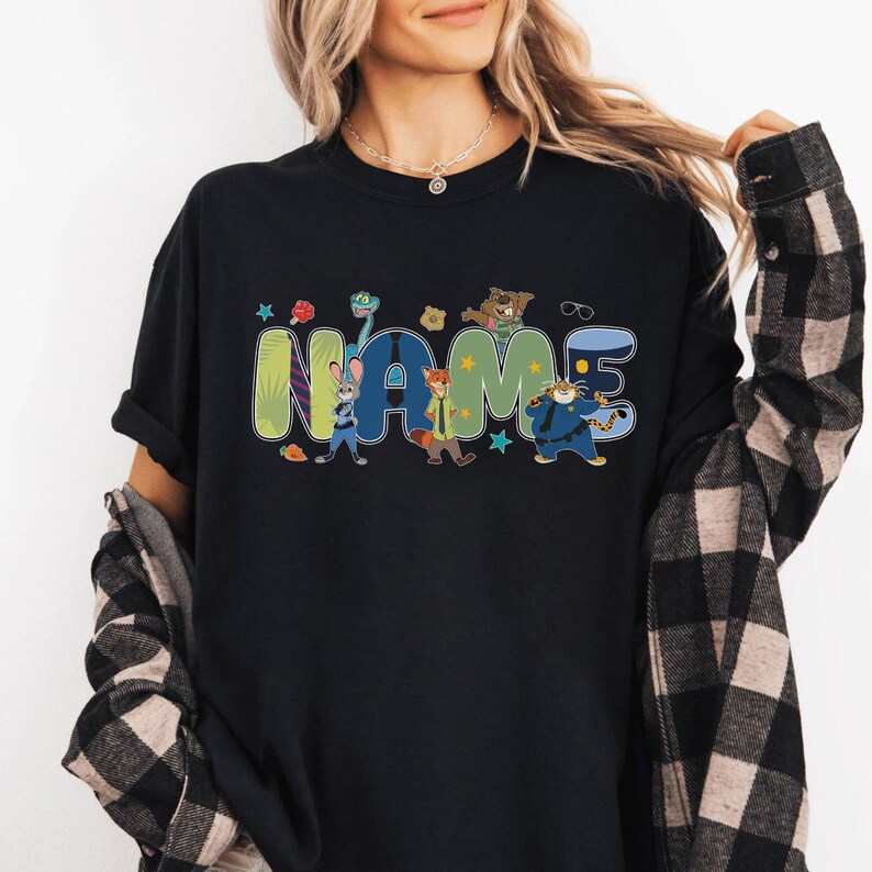 Camiseta personalizada con nombre de los personajes de Zootrópolis 2, Camiseta de Judy Hopps y Nick Wilde de Zootrópolis, Camiseta familiar para viaje a Disneyland, Reino Mágico imagen 3