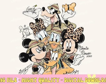 Paquete de imágenes PNG del reino animal, diseño para camiseta de vacaciones de safari, imágenes prediseñadas de ratón leopardo y amigos, imágenes PNG para sublimación "¡A la naturaleza!", descarga instantánea