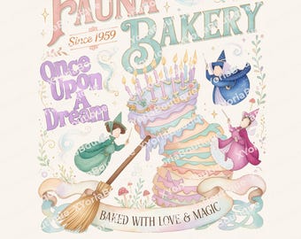 Panadería Disney Fauna La Bella Durmiente (Png), Camiseta Érase una vez un sueño, Hada Disney Flora Fauna Merryweather (Png), Panadería Disney retro (Png)
