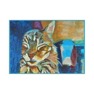 Cartes postales d'art dynamique | Papeterie pour amoureux des chats, cartes de voeux uniques, impressions d'art animalier, cadeau pour les amateurs de félins, décoration d'intérieur cosy
