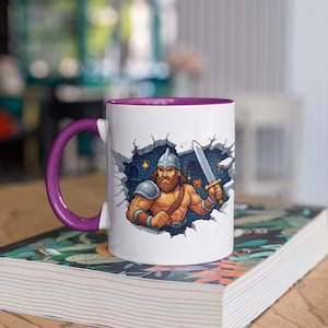 Pixel Barbarian Coffee Mug – Retro 8-Bit Warrior Design, Arcade Gamer Gift, Fantasy Gaming Cup