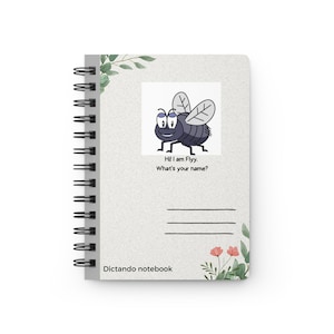 Cuaderno de espiral con líneas y cubierta tipo "mosca"