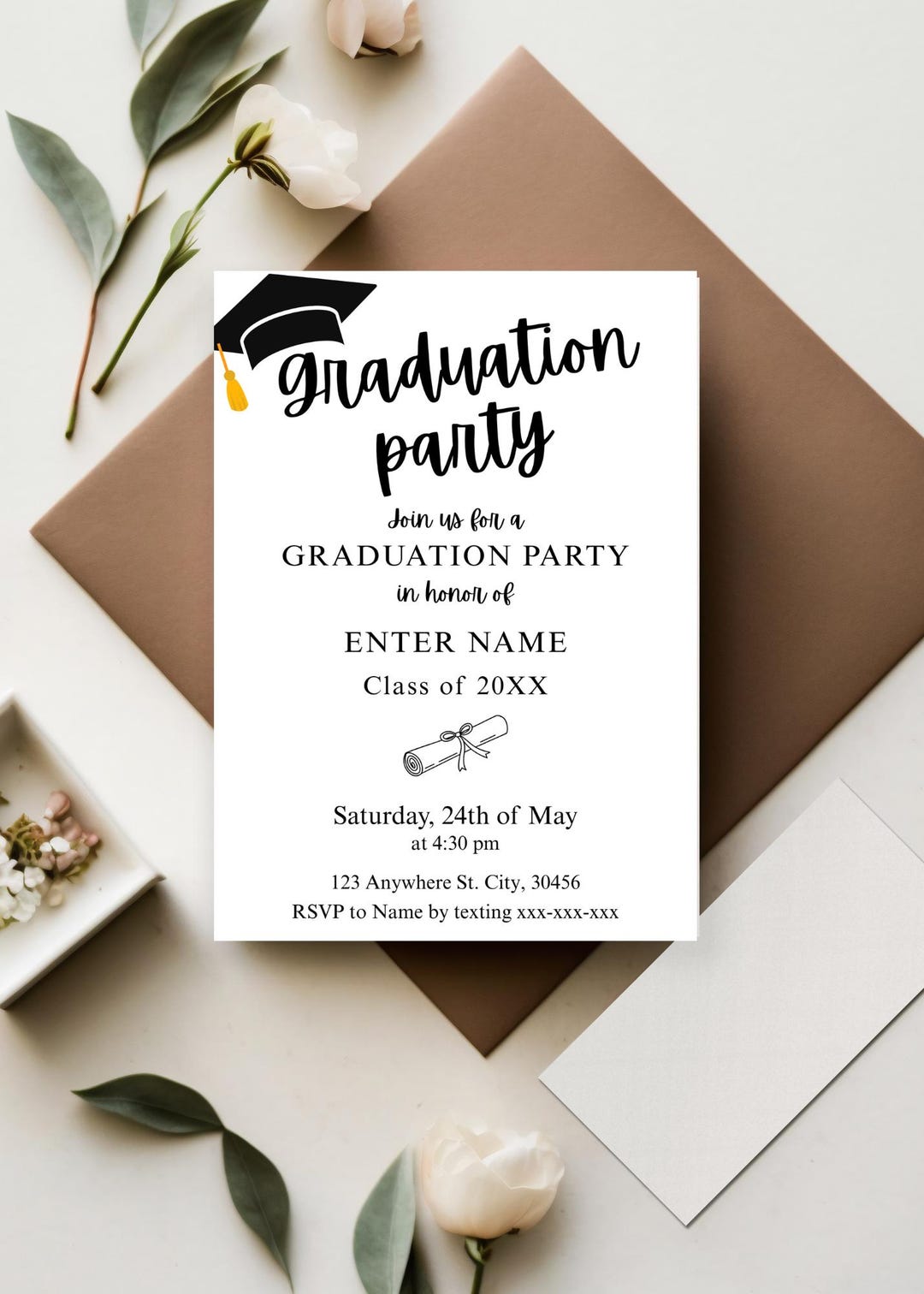 Graduation Party Invitation Template – Class of 2025 Editable Invite ...