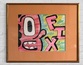 Hand-Drawn 'FIX' Art Print, Recycled Frame (A3)