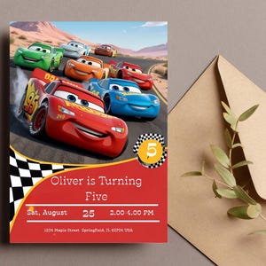 cars birthday invitations,lightning mcqueen invitation,kids birthday invitation, digital invitation