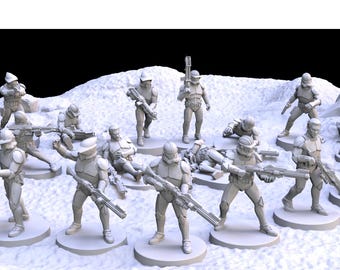 Miniaturas de soldados clon de asalto