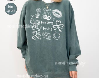 Lucky Western Corquette Crewneck, Cowgirl St. Patricks Day, Cute Shamrock Shirt, St Pattys Day Gift, Clover Sweatshirt, Lucky Girl Aesthetic