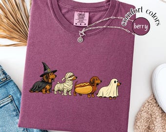 Spooky Doxie Tee, Halloweenie, Dachshund Halloween Ghost Shirt, Funny Wiener Tee, Doxie Mom Gift Trick or Treat, Weenie Dog T-shirt