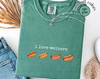 I Love Weiners Fourth of July Comfort Colors® Tee, Funny Retro Hotdog, Baseball Game Shirt, Memorial Day Shirt, Summer BBQ Labor Day T-Shirt