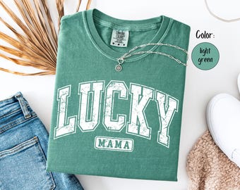 Lucky Mama Tee, St. Patricks Day, Gift for Mom, Mother's Day Comfort Colors Tee, St. Patty's Day, Gift for Wife Shirt
