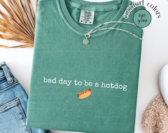 Bad day to be a Hotdog Fourth of July Comfort Colors® Tee, Funny Retro Hotdog, Baseball Game Shirt, Memorial Day Shirt, Labor Day T-Shirt