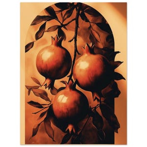 Poster / Affiche de (melograno) dans une arche (arch) - Couleur orange / Style retro - peinture - seppia - rinascimentale - ora d'oro