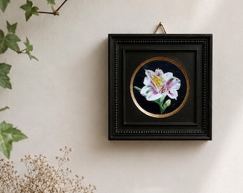 Original Peruvian lily Flower mini Painting, unframed
