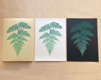 Fern leaf original block print for wall decor, botanical theme art