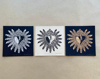 Sacred heart original block print