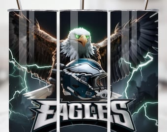 Eagle Football Tumbler Wrap PNG | 20oz Skinny Sublimation Wrap | Sports Mascot Football Team PNG | Game Day Gift for Men | Digital Download