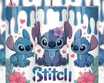 3D Stitch Tumbler Sublimation Design: 20oz Skinny Tumbler Wrap (PNG Digital Download)