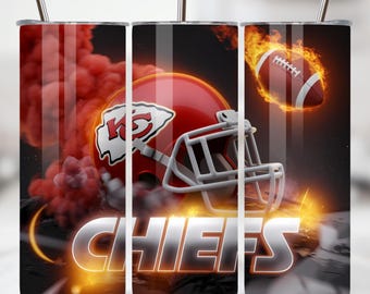 CHIEFS 20oz Skinny Tumbler Wrap PNG | Sports Mascot Sublimation Tumbler Design | Football Tumbler Template PNG | Game Day Chiefs Fan Wrap