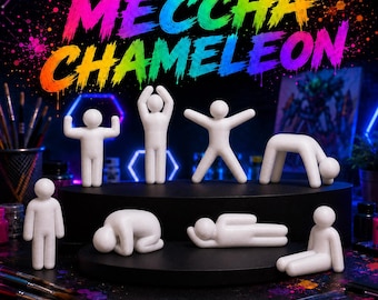 Complete doe-het-zelf 3D-figurenset van Meccha Chameleon – Beschilder je eigen figuur, los figuur of complete set met verf en kwasten, creatief cadeau