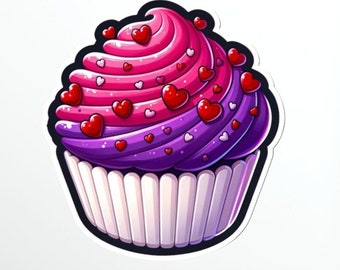 Valentine's Cupcake Die-Cut Stickers, Water-Resistant, Indoor & Outdoor