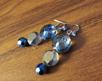 Stunning Blue Starburst Crystal Dangles