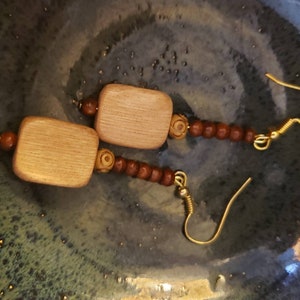 Light Wooden Square Dangles image 2