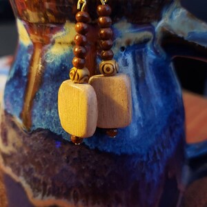 Light Wooden Square Dangles image 3