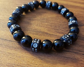 Men's Masculine Black & White Stretch Bracelet (pairs well with men's necklace) sold separately