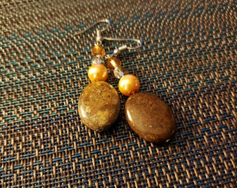 Beautiful Brown Glass Oval Rounds and Crystals