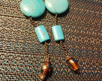 Artsy Turquoise Dangles (Pairs well with Turquoise & Brown stack bracelet sold separately)