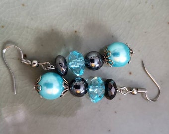 Gorgeous Aquamarine & Hematite Dangled Earrings